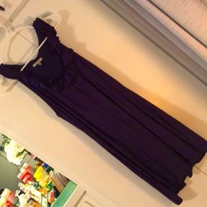 SOLD — Bordeaux purple ruffle scoop neck dress